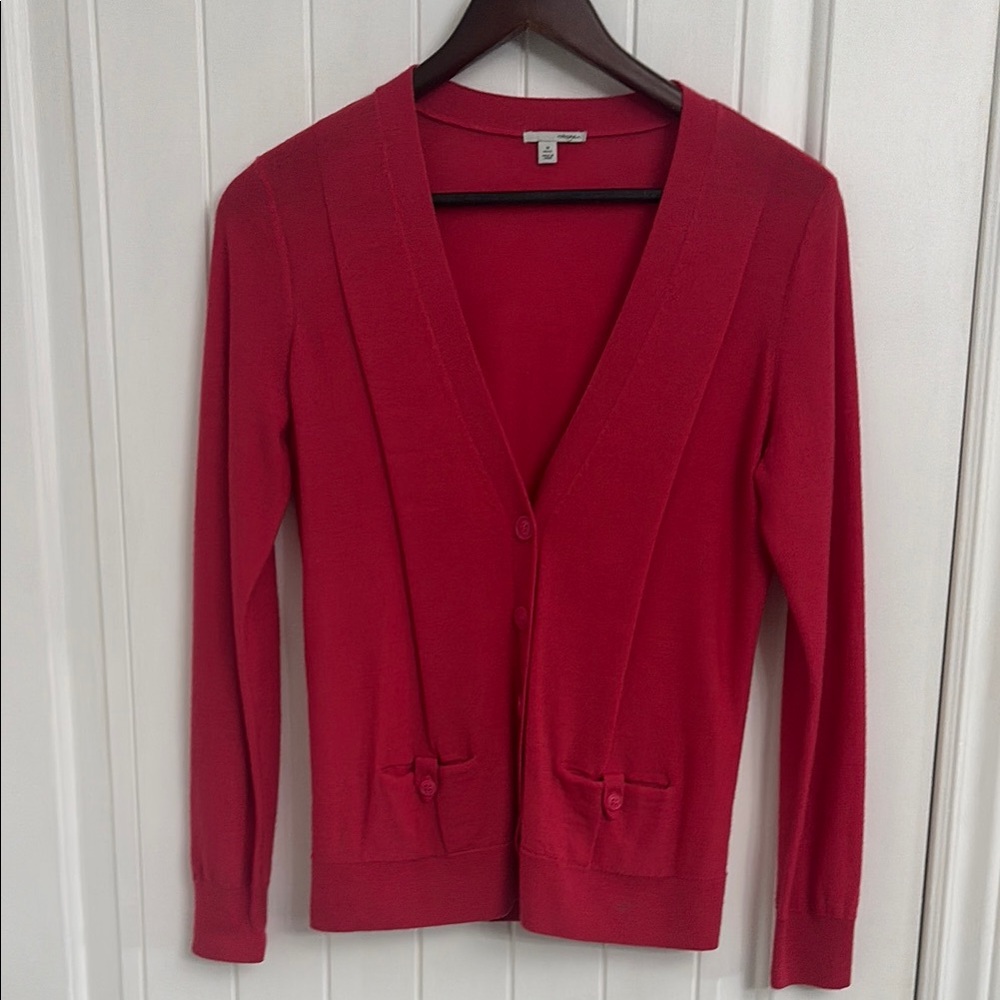 HALOGEN 100% Merino Wool Pink Cardigan